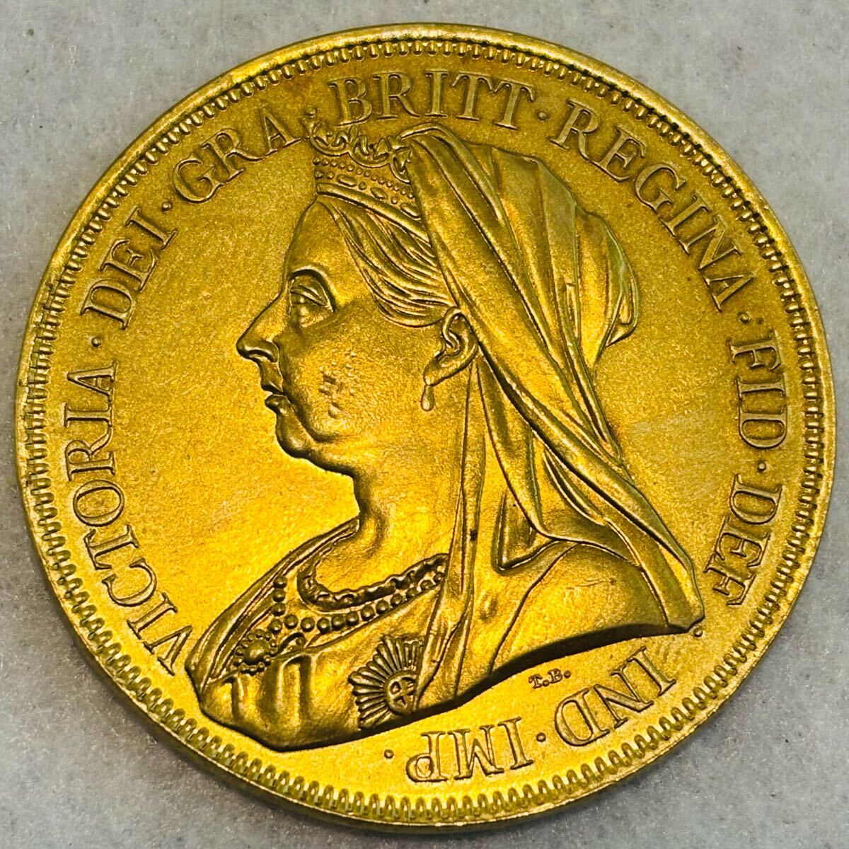 1893年ヴィクトリア女王 オーストラリア メルボルン 聖ジョージ竜退治 骨董1 1893 ヴィクトリア女王 オールドヘッド 聖ジョージ竜退治