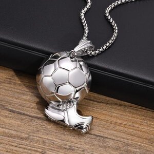 ペンダント ネックレス サッカー フットボール ステンレス レース メンズ