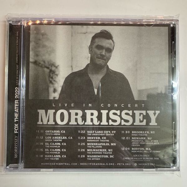 MORRISSEY / FOX THEATRE 2022 (CD) Empress Valley レーベル!2022年公演を超高音質IEMサウンドボード完全収録!素晴らしいライブ!