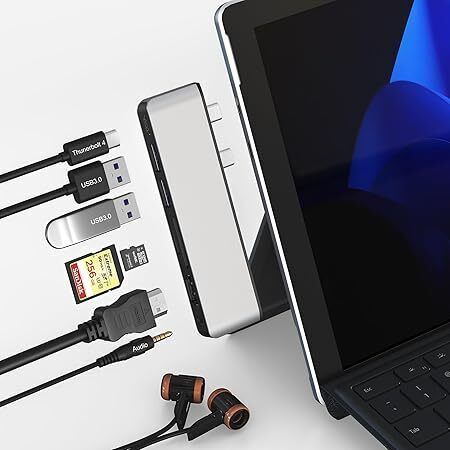 Surface Pro 9/11/10/X対応 USBハブドッキングステーション | 4K HDMI出力・USB-C Thunderbolt 4 (100W充電+データ転送) 0803