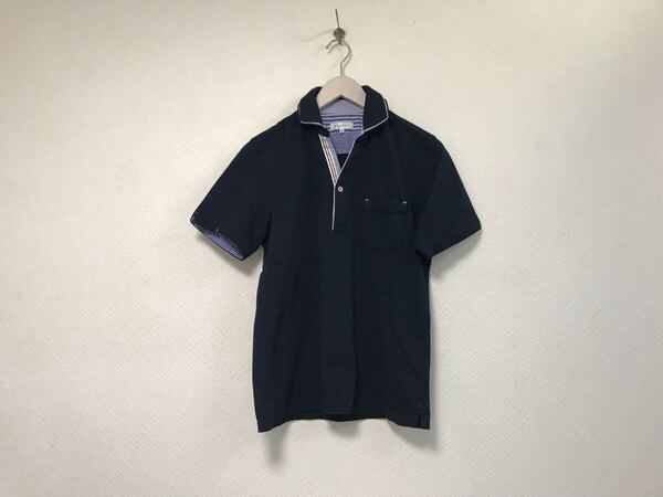 本物タケオキクチtkTAKEOKIKUCHI THESHOPTKキーネック半袖ポロシャツメンズサーフアメカジビジネススーツモードゴルフドレス紺ネイビーM