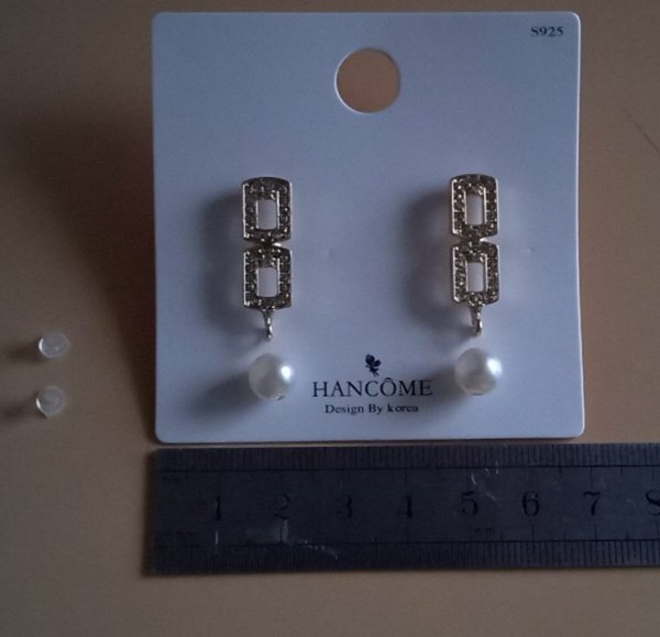 HANCOME パール付き ロングピアス 約3.5cm