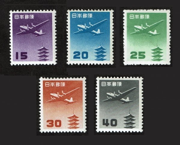 五重塔 航空郵便切手 初日カバー 五重塔航空 (銭位) 3種貼 解説書なし 五重塔 航空郵便切手 初日カバー 五重塔航空 (銭位) 3種貼 解説