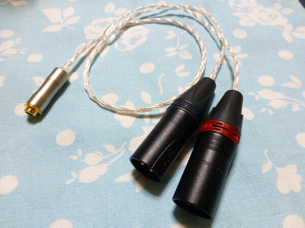 4.4mm5極 (メス) → XLR コネクタ 3ピン×2 変換ケーブル 6N純銀撚り線 + PureOCC 八芯 ブレイド編み込み 高品質 オヤイデ ジャック 50cm