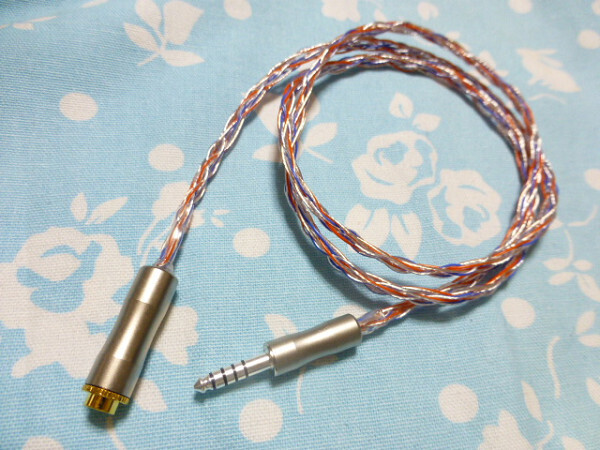4.4mm5極 (メス)→ 4.4mm5極 ( 銀メッキ CINQBES ) 延長 変換ケーブル オーグライン +pt 撚り線 八芯 ブレイド編 80cmほど トープラ販売×2