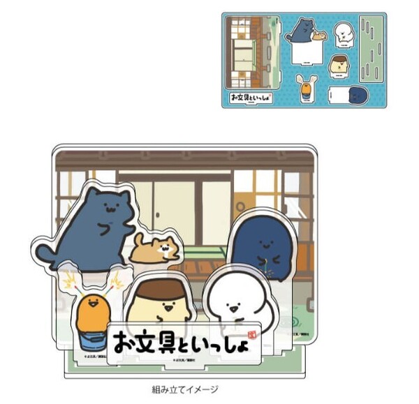 お文具といっしょ アクリルジオラマプレート 線香花火 お文具さん プリンさん ゼリーさん 名も無き者 猫さん 子猫さん