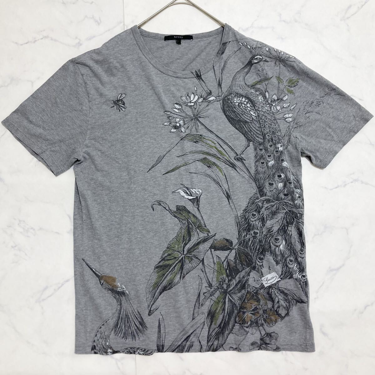 未使用級　GUCCI　Tシャツ　ボタニカル柄　総柄　サイズL　半袖　ブラック 未使用級 GUCCI Tシャツ ボタニカル柄 総柄 サイズL 半袖