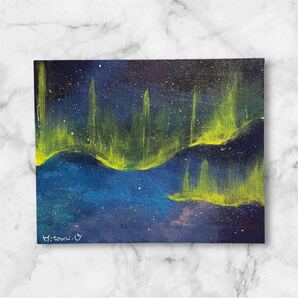 真作 絵画 現代アート 原画 キャンバス アート 作品証明書付 星空 オーロラ 抽象画 風景画