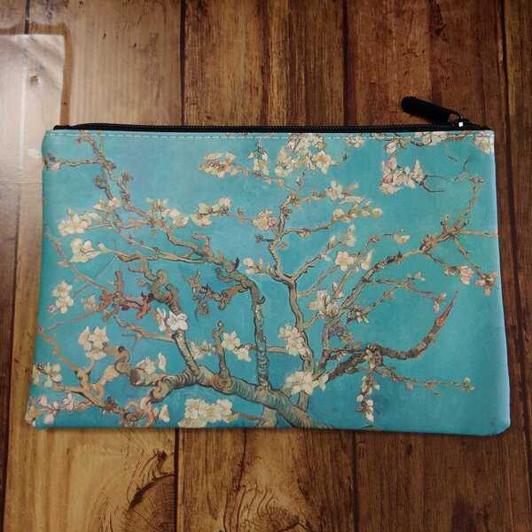 ゴッホ 名画 ポーチ 花咲くアーモンドの枝 小物入れ 収納 化粧ポーチ 男女兼用