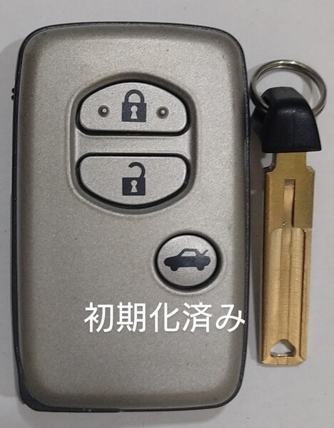 初期化済トヨタ純正 スマートキー 3ボタンクラウン基盤番号271451-5360ノーカットキー付き 新品電池サービス10