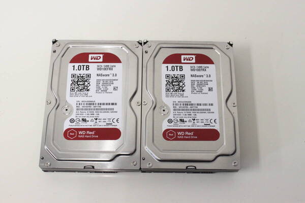 c911 送料無料!! 2個セット WD NASware3.0 WD Red HDD WDC WD10EFRX-68FYTN0 1TB SATA 3.5インチ ハードディスク
