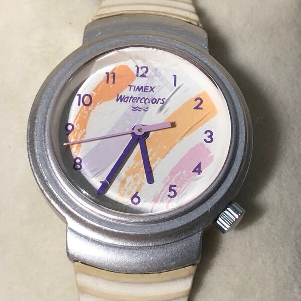 【即決/送料無料】TIMEX watercolors England タイメックス ビンテージレディースウォッチ クォーツ 中古腕時計 稼働品 要ベルト交換