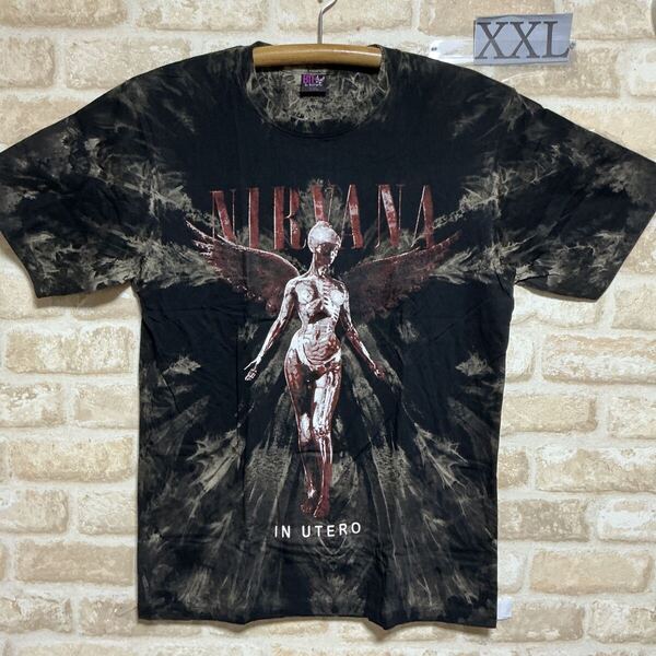 ニルヴァーナ Tシャツ XXLサイズ NIRVANA IN UTERO ロックバンド タイダイ ムラ染 絞り染め 半袖 バンドTシャツ