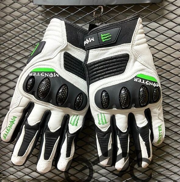 ★アウトレットセール★新品 L MotoGP MONSTER RACING レーシング 革 グローブ バイク用 防護手袋 防風 オートバイ レーシングカートグッズ
