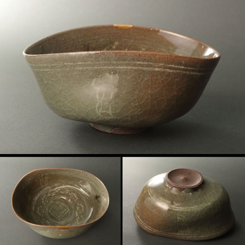 李朝花三嶋茶碗 李朝 三島鉢 茶碗 李朝 陶磁器 韓国 朝鮮 茶道具