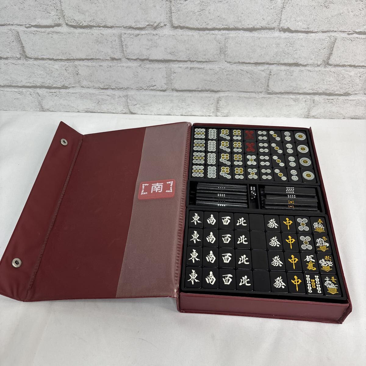 麻雀牌　未使用品　背赤紫 未使用牌】7分 麻雀牌 背紫× 透明 ジャンボ牌 特大牌 來生財 豊