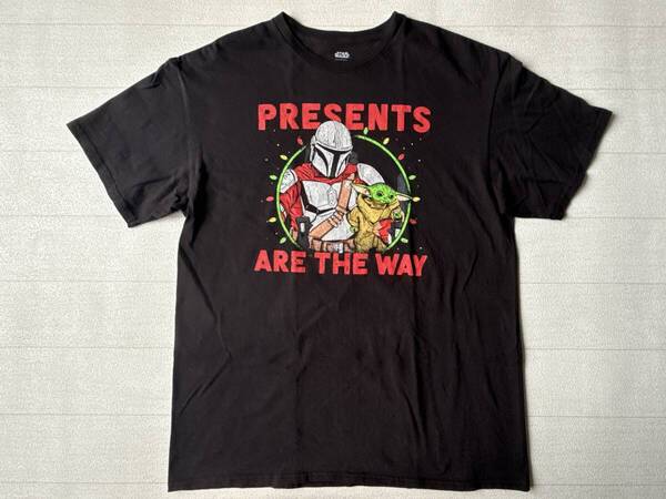 ☆送料無料☆ STAR WARS スターウォーズ USA直輸入 古着 半袖 マンダロリアン Tシャツ メンズ L ブラック トップス 中古 即決