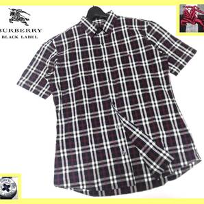 M(2) バーバリーブラックレーベル BURBERRY BLACK LABEL 半袖シャツ ホース刺繍 フルノバチェック ワッシャー加工 即決送料無料