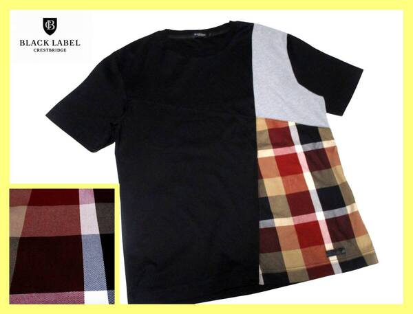 未使用!大人気L!CBパッチワークデザイン Tシャツ 51P65-105-09◇ブラックレーベルクレストブリッジ BLACKLABEL CRESTBRIDGE バーバリー
