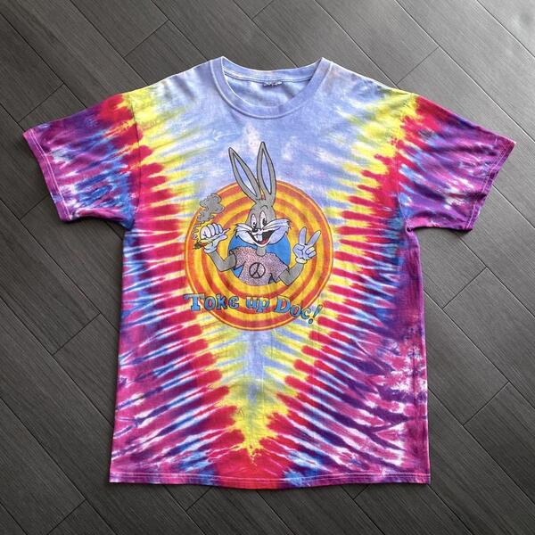 00s Y2K ビンテージ Toke up Doc! SHROOMY TOONS 赤目 ブリブリ タイダイ Tシャツ