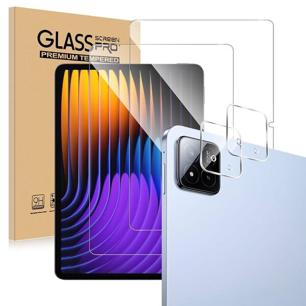 2322228☆ 【2+2枚セット】For Xiaomi Pad 7/7 Pro フィルム(2枚)+カメラフィルム(2枚) 強化ガラス 硬度9H 旭硝子製 液晶画面保護フィルム