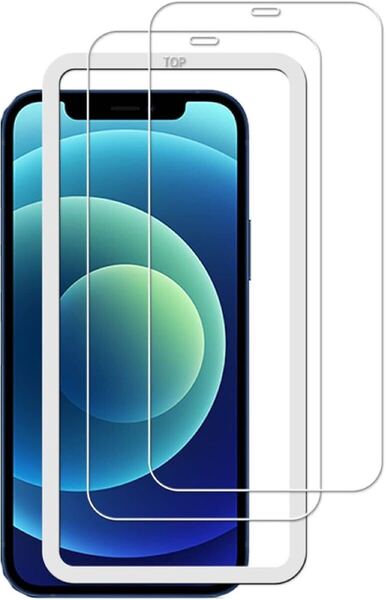 2309494 【2枚セット】ガイド枠付き KPNS 日本素材製 強化ガラス iPhone12 / 12 pro 用 ガラスフィルム 旭硝子素材 カバー 保護フィルム