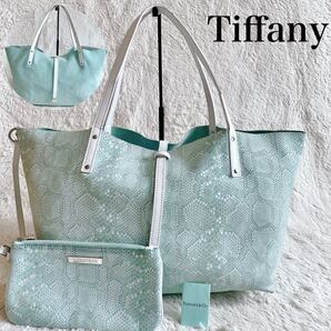 ティファニー リバーシブル パイソン スエード ポーチ 肩がけ トートバッグ