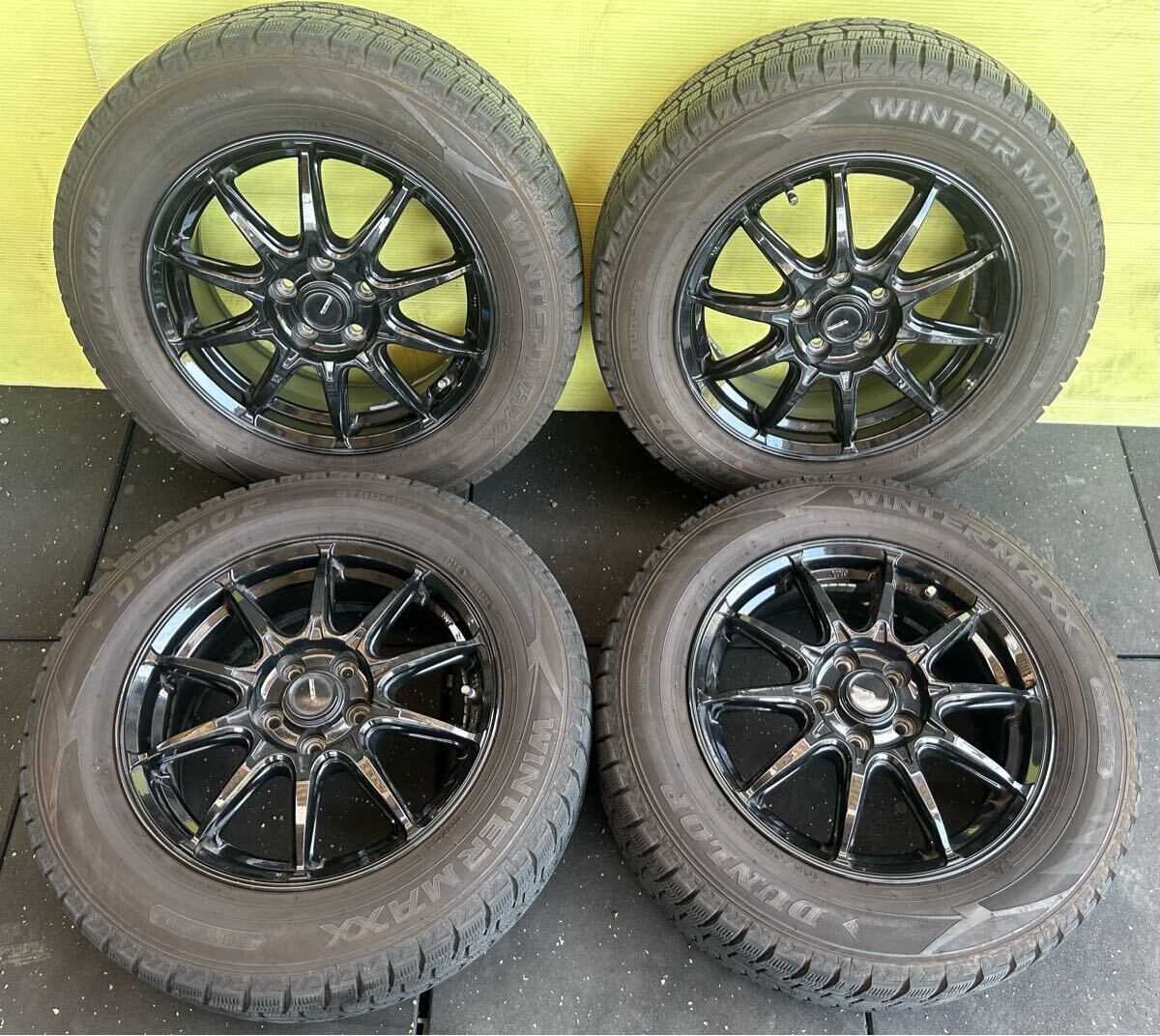 プリウス 30 50などに　195/65R15 新品タイヤ 純正アルミ 4本 DUNLOP 30系 プリウス 4本 中古 純正 シルバー 15インチ 5H 5穴