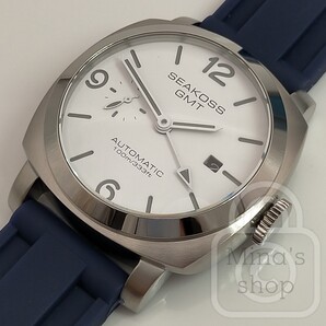 破格/期間特価5000円引き中!!【シーガルGMT搭載/新品】防水性能100m 裏スケ スモセコ サファイア 316L エアフォースブルーラバー/彫刻尾錠