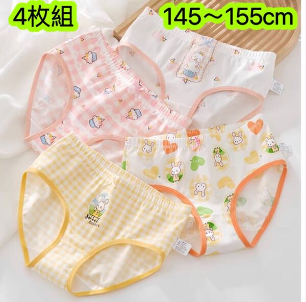 4枚組150cm 女の子ショーツ 綿 キッズ 子供下着 小学生 インナーウェア 肌着 女の子下着 可愛いショーツ コットン 人気 パンツ 105号