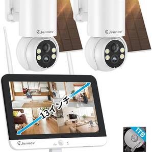 【セール】【完全無線】JENNOV 防犯カメラ 2台セット ソーラー 130°広角 400万画素 360°PTZ カラー暗視 Eseecloud