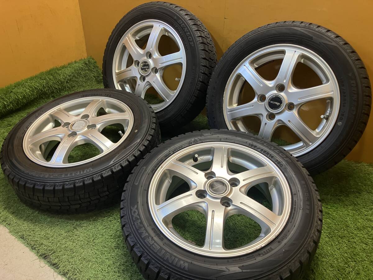 155/65R14 ダイハツ純正アルミ4本セット　バリ溝23年式！その2 送料込 中古アルミ＆タイヤ】ダイハツ 純正アルミ＆新品タイヤ4本セット