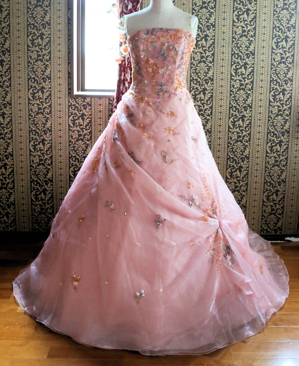 469イタリア製高級ウエディングドレス7～8号ボルドーカラードレス 469イタリア製高級ウエディングドレス7～8号ボルドーカラー