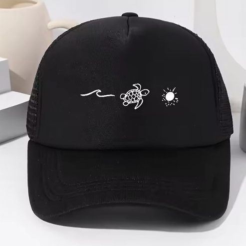 新品 海亀 太陽 メッシュ キャップ 野球帽 帽子 黒 ユニセックス メンズ レディース ストリート アメカジ