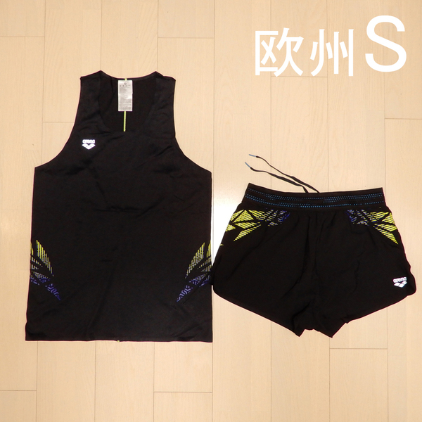 (479)【欧州 S】海外アリーナ ランニングシングレット・パンツ上下セット タンクトップ スプリットショーツ