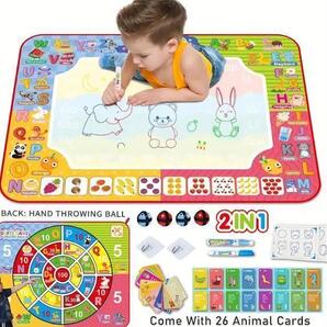 ■新品■2IN1 両面で遊べる 水で描くお絵描きシート セット♪ ペン 2本 ボール 英語カード 幼児 キッズ 知育玩具 子供