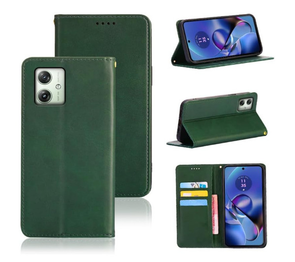 moto g64 5G / g64Y 5G ケース 手帳型 スマホケース PUレザー カード収納 耐衝撃 マグネット スタンド機能付き 濃い緑 ay221