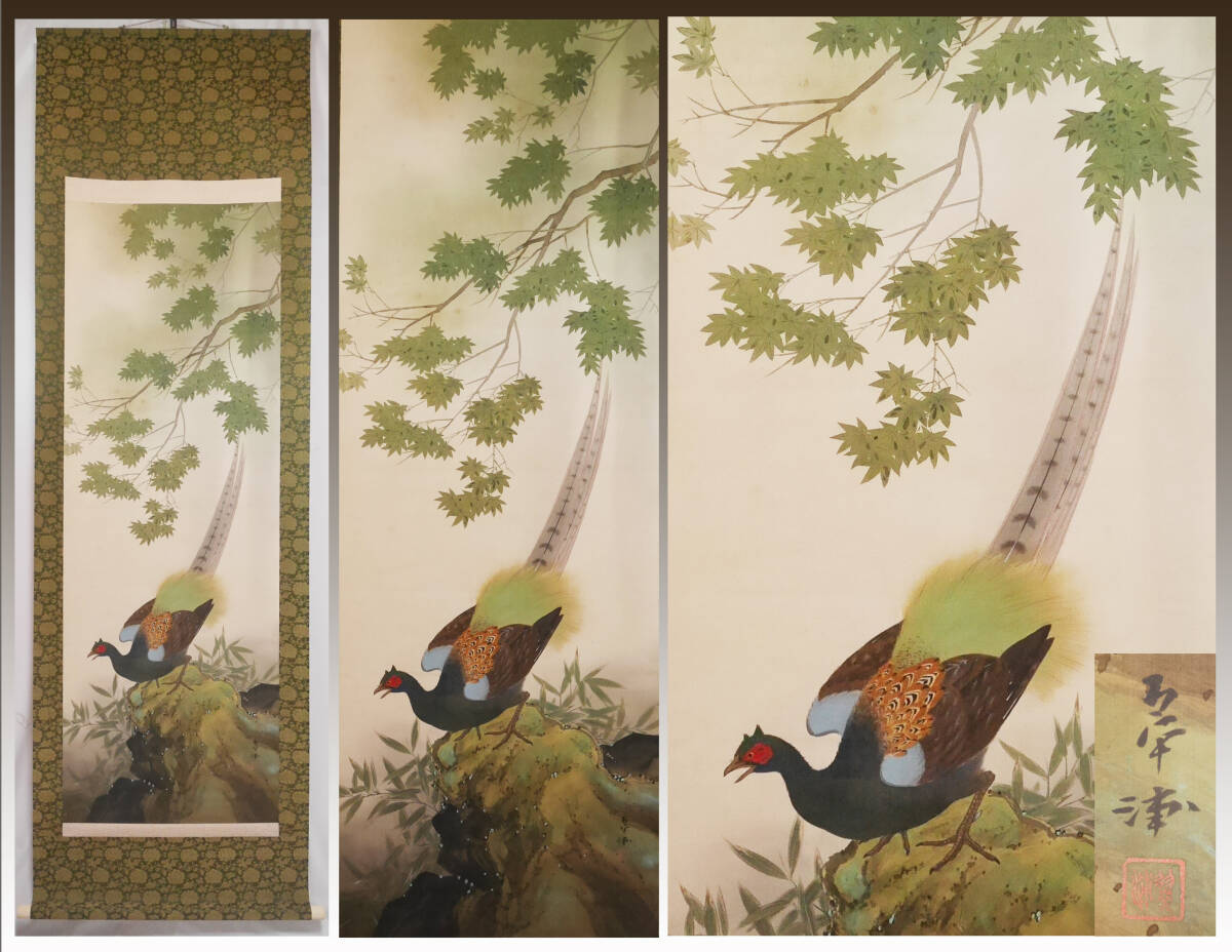 大幅掛軸 愛新覚羅毓瑛『松に雉 花鳥図』中国画 紙本 肉筆 合わせ箱付 掛け軸 2025年最新】Yahoo!オークション -掛軸 雉の中古品・新品・未