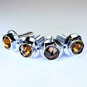 スワロフスキー クリスタル ナンバーボルト ★茶色 ブラウン 4個 軽自動車 スズキ ダイハツ トヨタ 日産 ホンダ マツダ スバル
