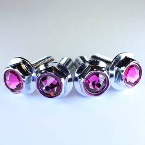 スワロフスキー クリスタル ナンバーボルト ★ピンク 4個 軽自動車 スズキ ダイハツ トヨタ 日産 ホンダ マツダ スバル カスタム レクサス