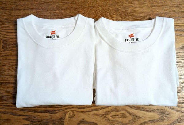【ヘインズ】新品未使用 ビーフィー 無地 Tシャツ 2枚組 男女兼用 白 ホワイト Lサイズ Hanes BEEFY