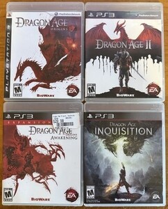 Dragon Age PS3 Lot of 4 Origins Dragon Age II Awakening Inquisition 海外 即決