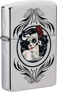 Zippo Day of The Dead Girl Design Brushed Chrome 49253 海外 即決