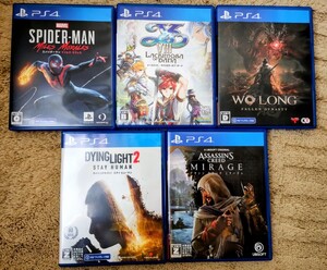 PS4 ソフトセット ダイイングライト2 アサシンクリード スパイダーマン イース8 Wo Long