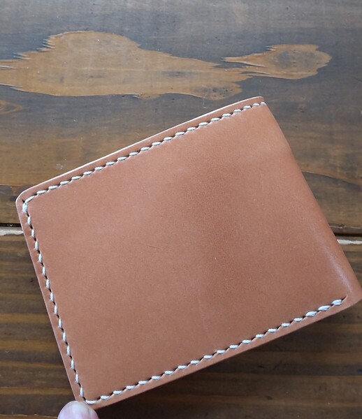 二つ折り財布 (小銭入れ無し) 栃木サドルレザー ハンドメイド ☆(ナチュラル色)☆148
