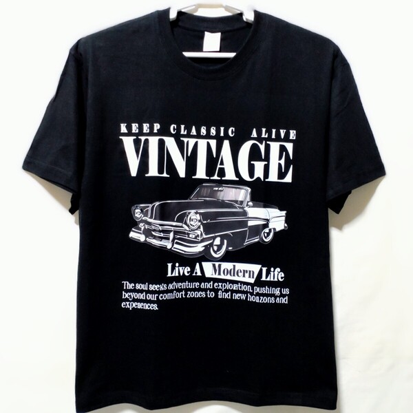 特価/未使用【サイズ=XL(LL)】アメカジ/ヴィンテージ/アメ車/メンズ/半袖/Tシャツ/綿100%/胸囲=104~112cm/black