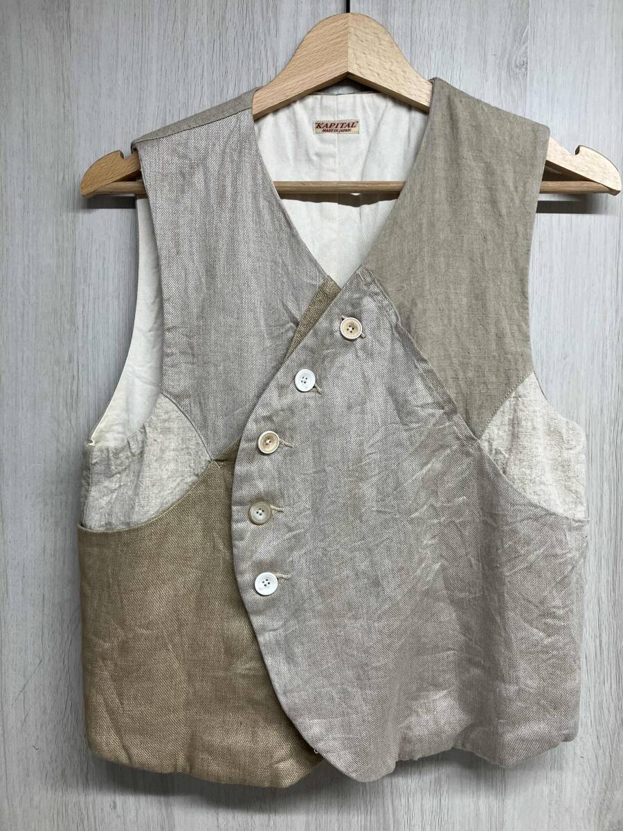 KAPITAL キャピタル　ベスト　0 新品☆ KAPITAL - 5G ウール BONEベスト - BLUE NEON