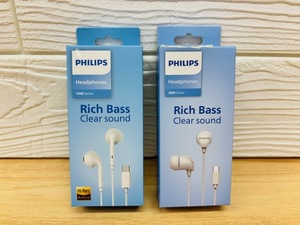 A420 美品 動確済 PHILIPS フィリップス TYPE-C 有線 イヤホン 2個セット ハイレゾ イヤホン TAE1018&カナル型 TAE2146