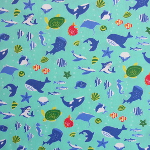 ★CBプリント♪まりんわーるど(ミントグリーン)♪110×50★【NE1797-A】