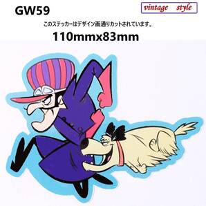 GW59-04 特価 ヴィンテージスタイル チキチキマシン猛レース ステッカー Muttley マットレー ケンケン WACKY RACES かわいい レトロ
